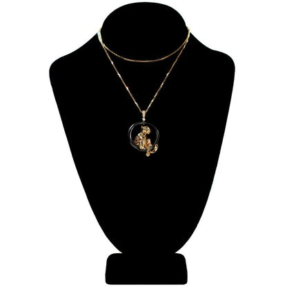 KDY-N7412900 leopard lying circle pendant