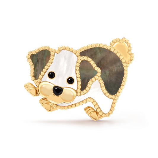 VCARP9RV00 beads puppy brooch