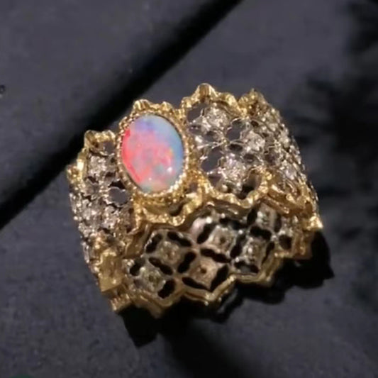 BQLT-RIN455856 egg-shaped hollow lace ring 14.25#