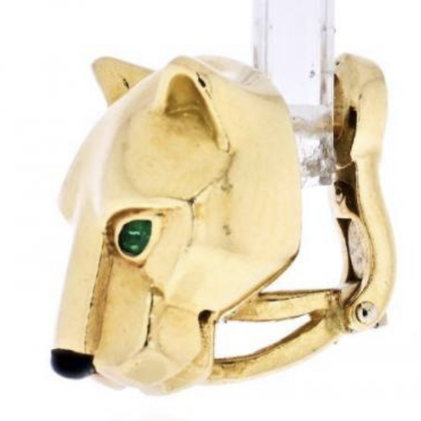 KDY-E453355 light gold leopard head earrings