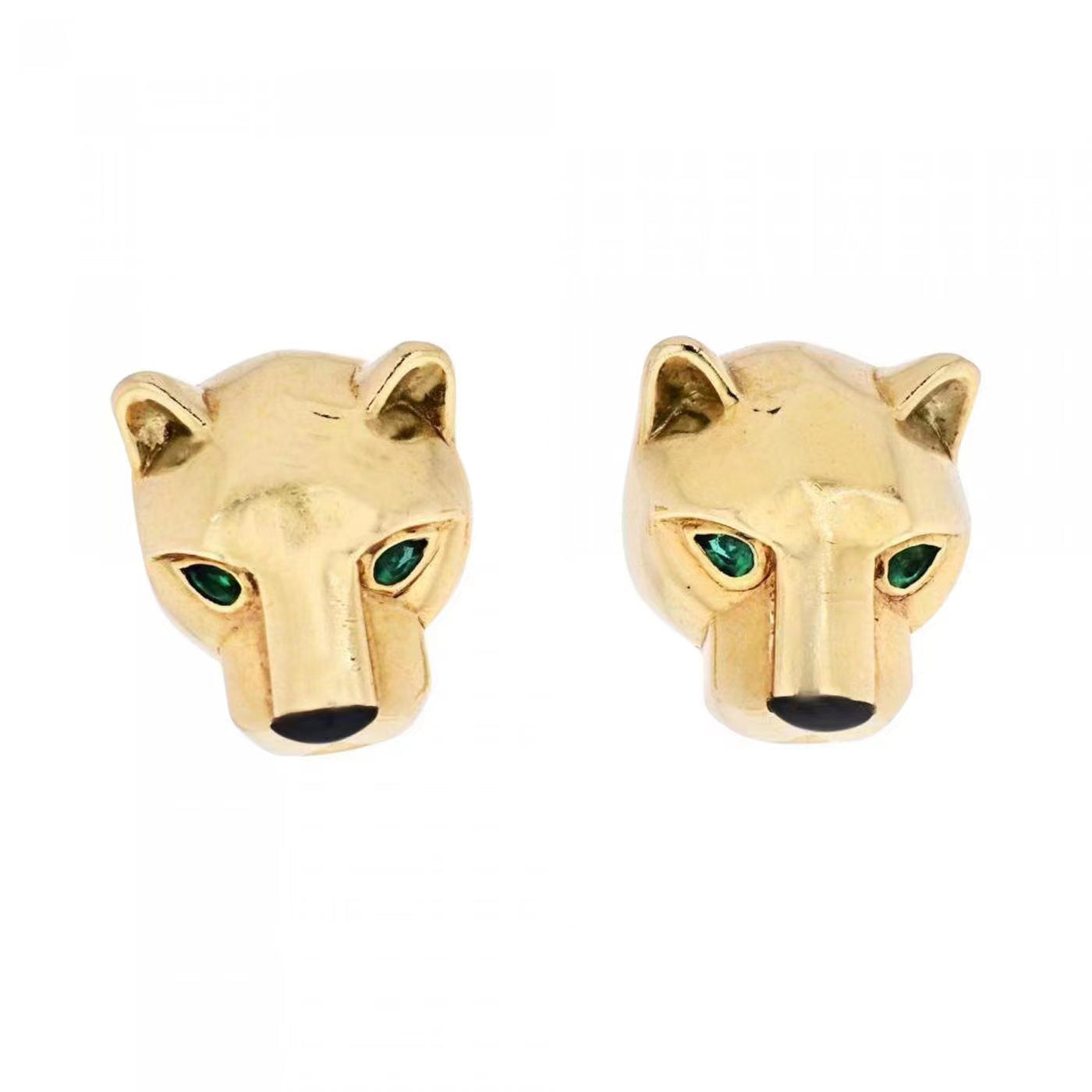 KDY-E453355 light gold leopard head earrings