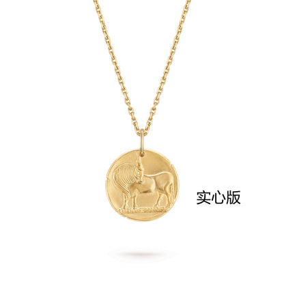VCARP7SS00 solid version light gold bull pendant