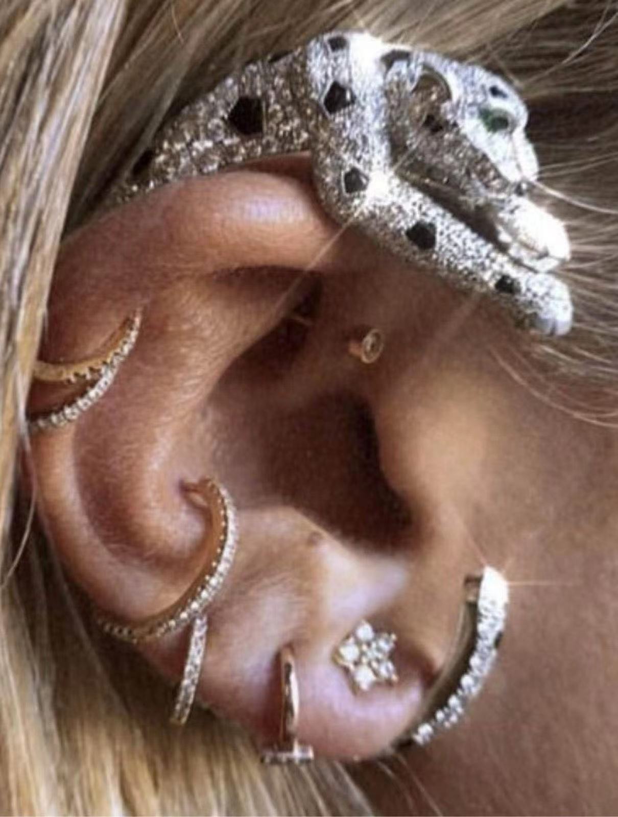 KDY-H8000332 earrings and ear cuffs full of diamonds and agate two-legged leopard earrings