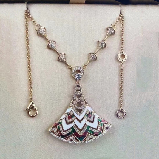 BLG-943074 single large fan-shaped skirt fan leaf necklace set 41.5MM