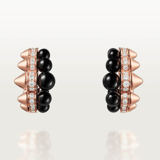 KDY-N8515235 pointed cone rivet agate earrings