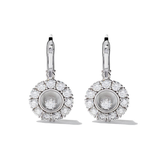 XB-43346 glass earrings with rotating prongs and surrounding stones