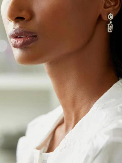HW-5DW8852 emerald stone hexagonal long earrings