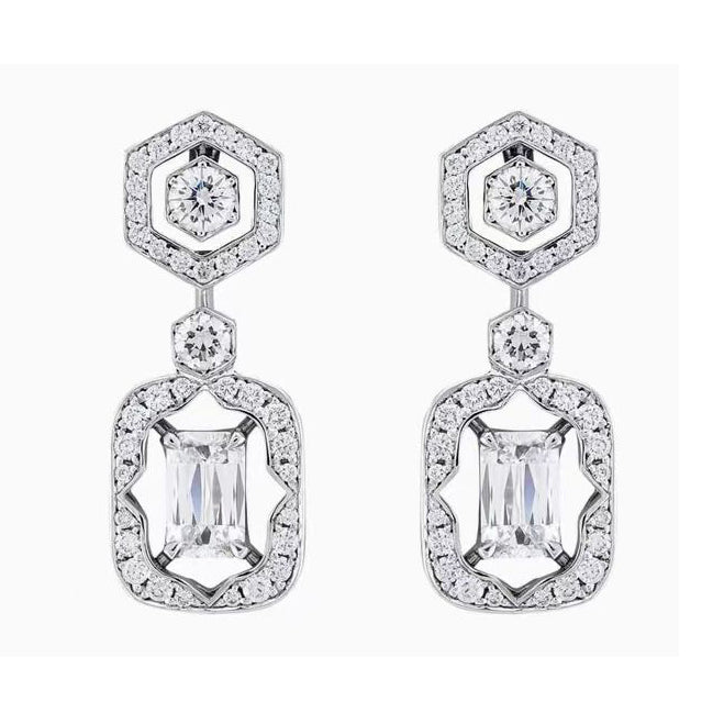 HW-5DW8852 emerald stone hexagonal long earrings