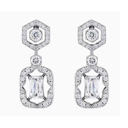 HW-5DW8852 emerald stone hexagonal long earrings