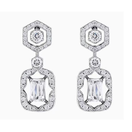 HW-5DW8852 emerald stone hexagonal long earrings