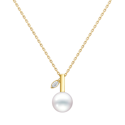 TSQ-P-17169 Light Gold Leaf Pearl 8mm Pendant