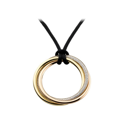 KDY-N3027200 guest version three-ring three-color double row diamond ring pendant