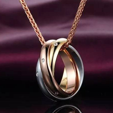 KDY-B4038880 three-ring three-color diamond pendant
