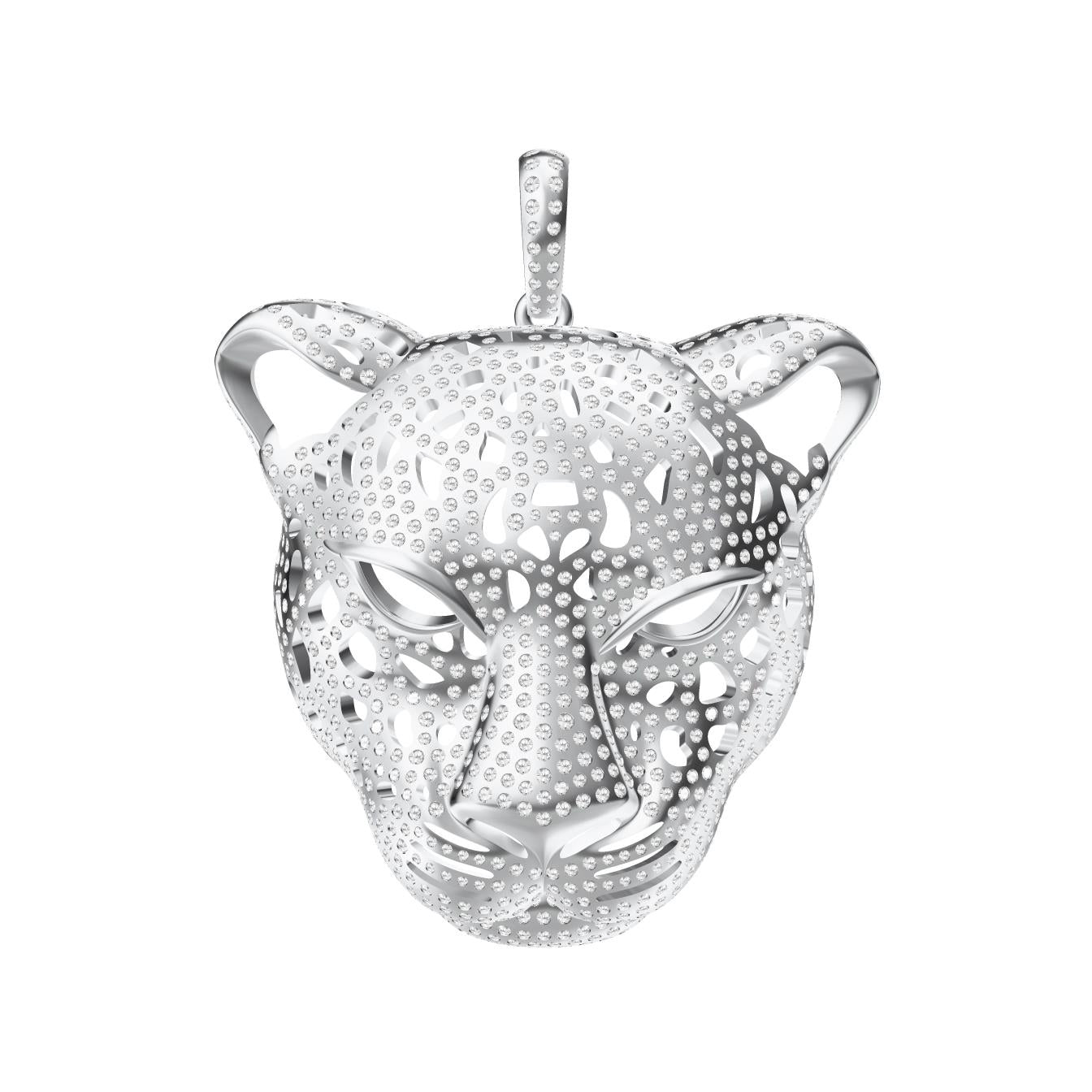 KDY-N349643 full diamond hollow leopard head pendant