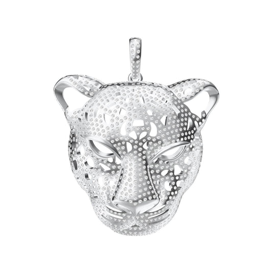 KDY-N349643 full diamond hollow leopard head pendant
