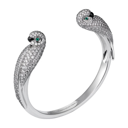 KDY-N4246800 full diamond double parrot open bracelet