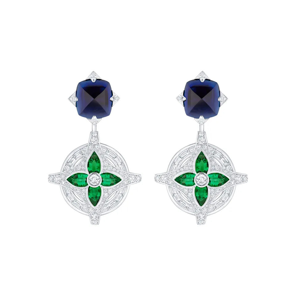 LV-Q84134 colorful treasure ladder square splicing diamond four-leaf clover dart round earrings main stone 10x10mm