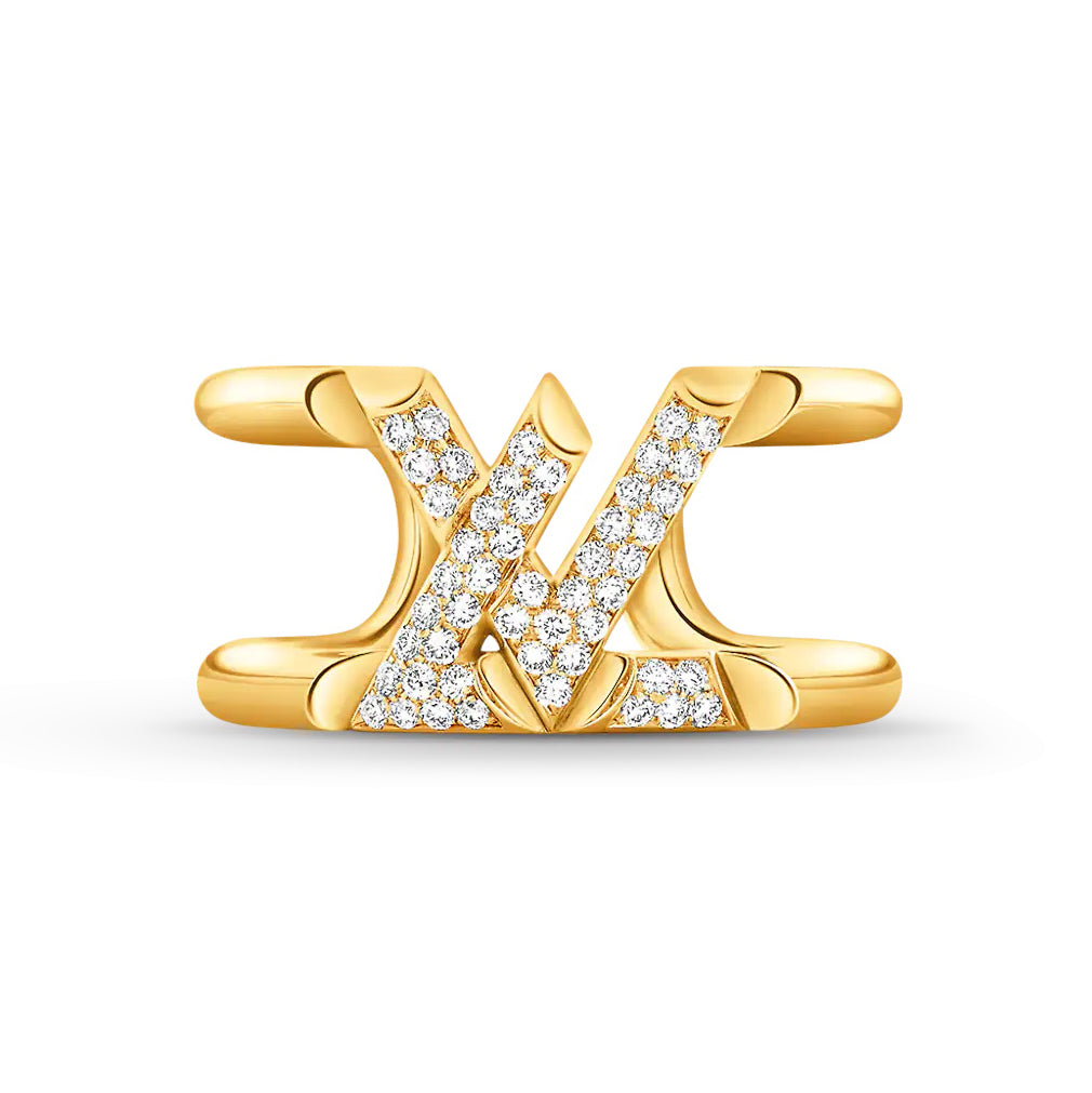 LV-Q9Q35F字母logo镂空宽臂开口戒指