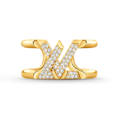 LV-Q9Q35F字母logo镂空宽臂开口戒指