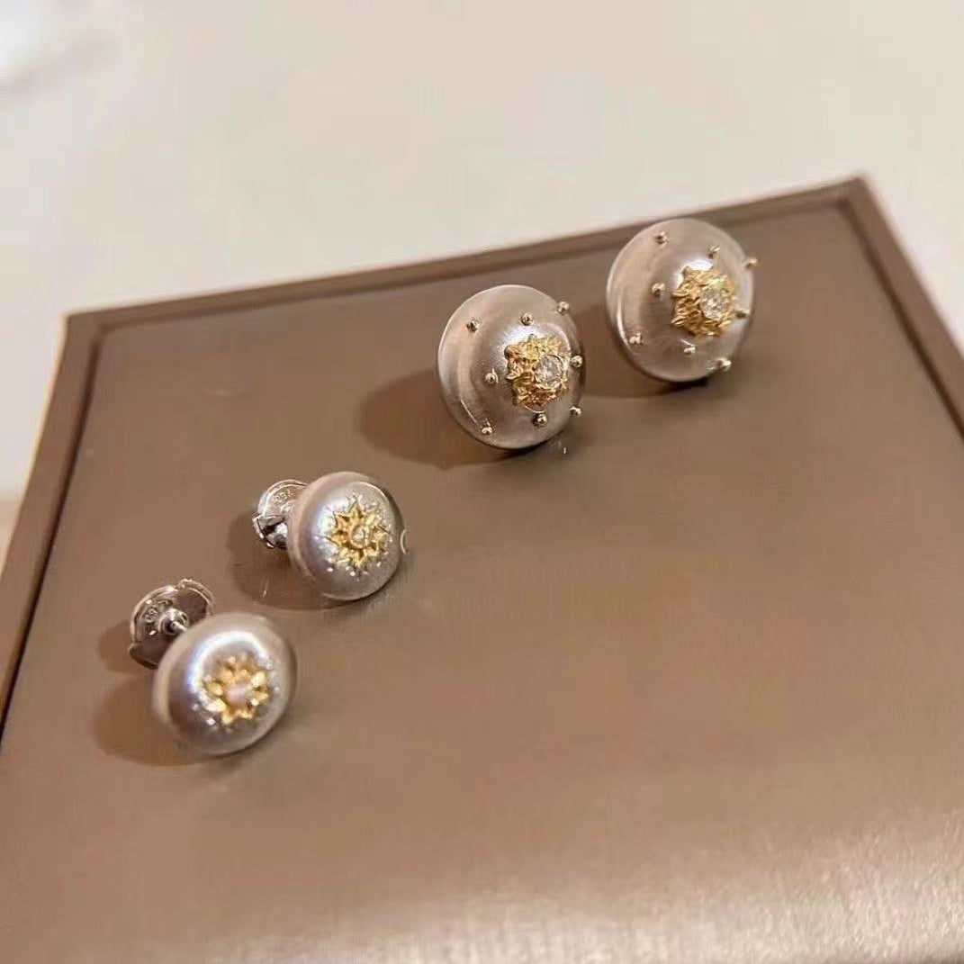 BQLT-M6363 round body glossy brushed earrings 13.2mm