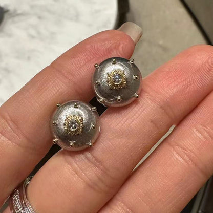 BQLT-M6363 round body glossy brushed earrings 13.2mm