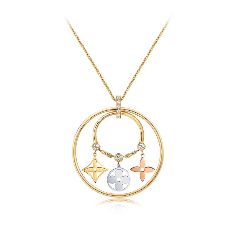 LV-Q93452 ring plum blossom flying standard light gold flat thin edge flower head four-leaf clover pendant
