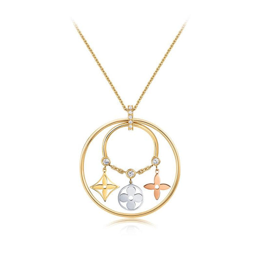 LV-Q93452 ring plum blossom flying standard light gold flat thin edge flower head four-leaf clover pendant