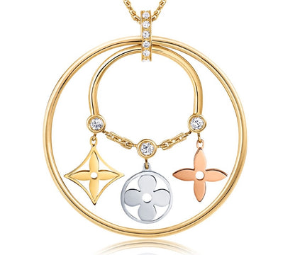 LV-Q93452 ring plum blossom flying standard light gold flat thin edge flower head four-leaf clover pendant