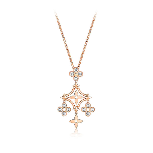 LV-Q93525 plum blossom flying mark light gold flat thin edge flower head pendant