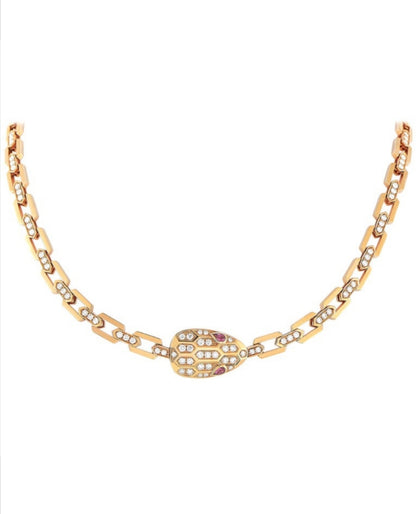 BGL-352724-CL857723 snake head solid diamond scarf necklace