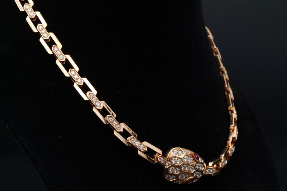 BGL-352724-CL857723 snake head solid diamond scarf necklace