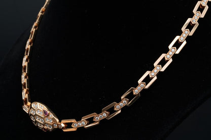 BGL-352724-CL857723 snake head solid diamond scarf necklace