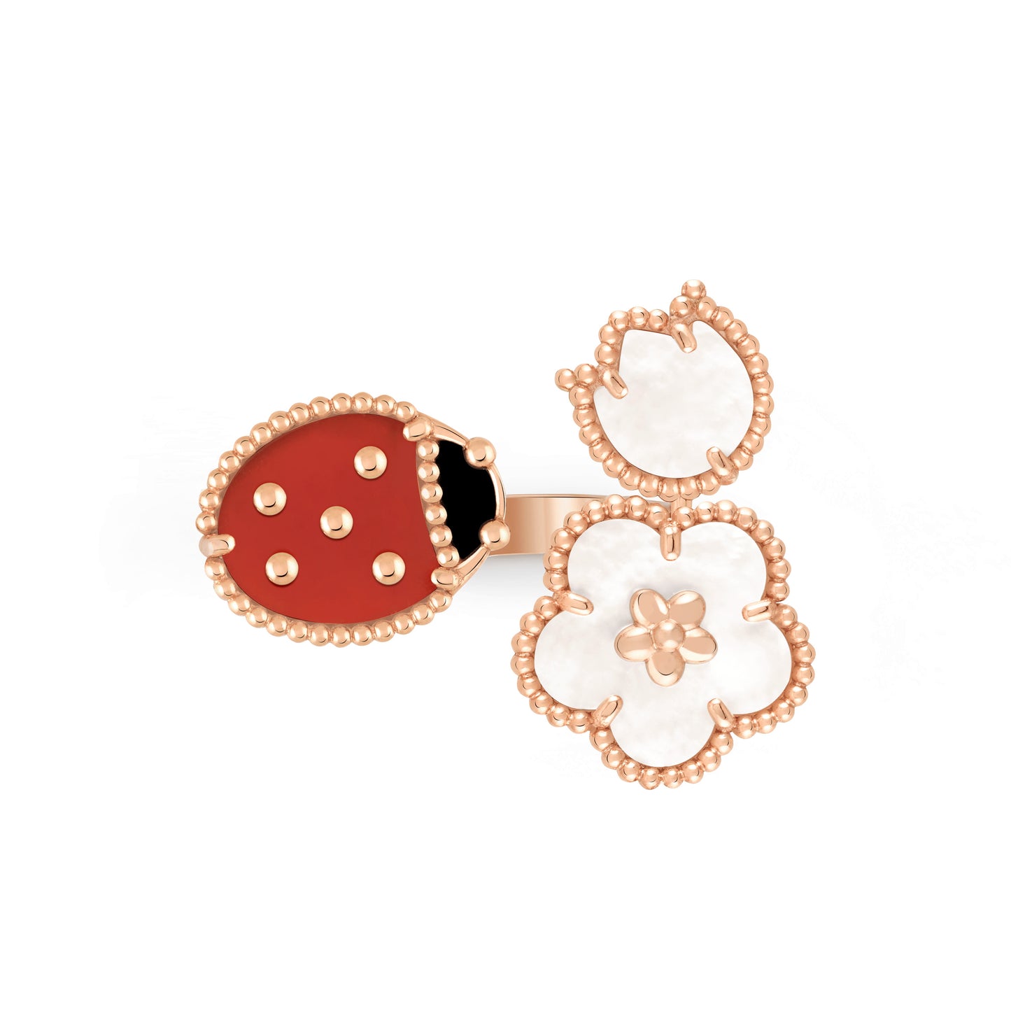 VCARP9X300 bead edge ladybug closed flower three combination open 55# ring