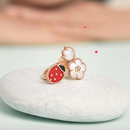 VCARP9X300 bead edge ladybug closed flower three combination open 55# ring