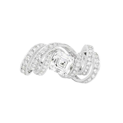 SM-474762 full diamond ribbon ring main stone 4.7x5.6x3.4mm