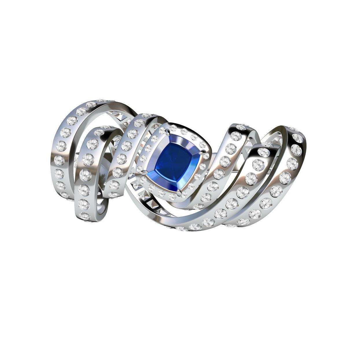 SM-474762 full diamond ribbon ring main stone 4.7x5.6x3.4mm