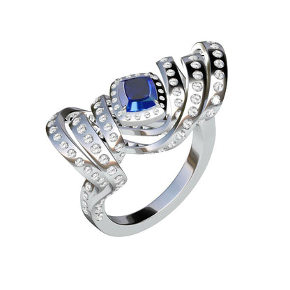 SM-474762 full diamond ribbon ring main stone 4.7x5.6x3.4mm