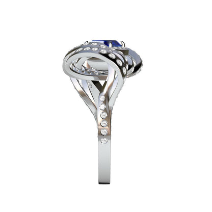 SM-474762 full diamond ribbon ring main stone 4.7x5.6x3.4mm