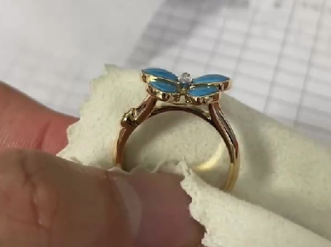 VCARP3D000 Turquoise Marquise Diamond Butterfly Ring