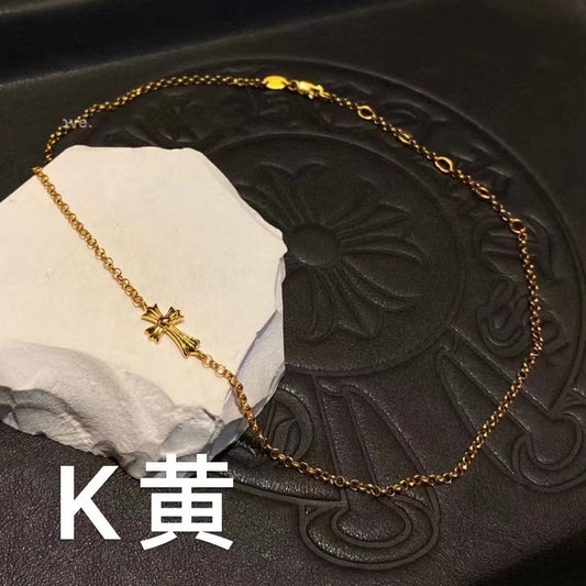 KLX-12496564光金小清新十字架栓链吊坠项链 客版