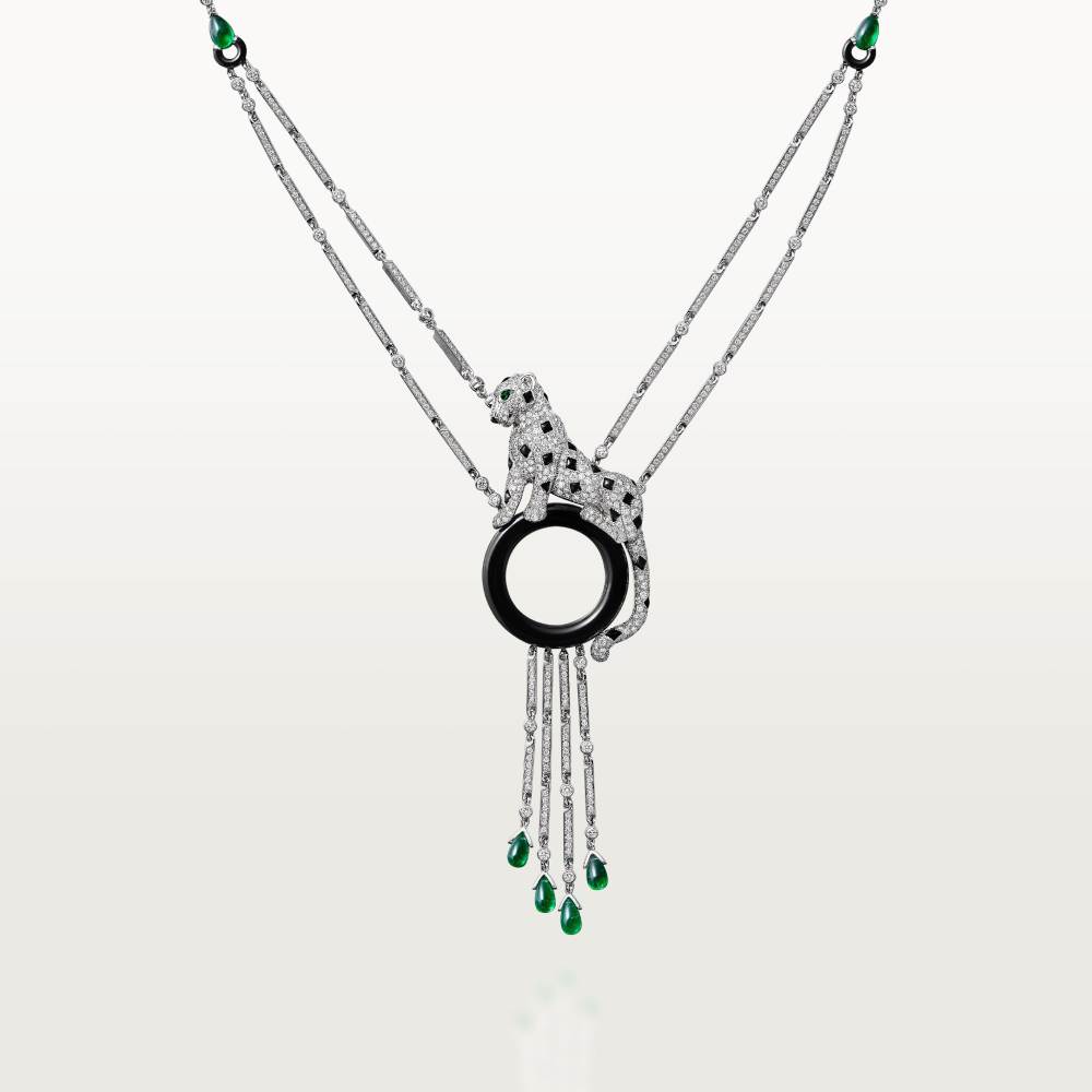 KDY-H7000743 agate full diamond leopard necklace