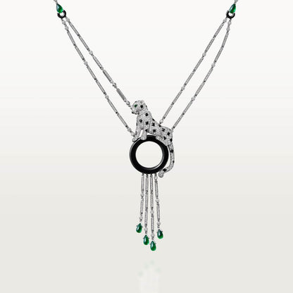 KDY-H7000743 agate full diamond leopard necklace
