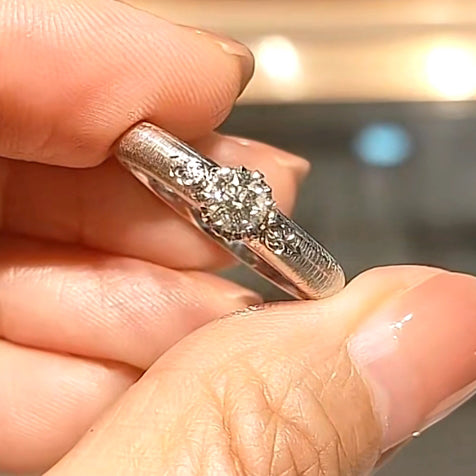 BQLT-RIN014660心形四爪拉丝女戒16.5#0.4ct