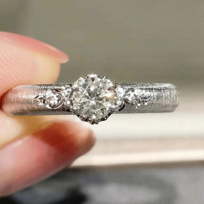 BQLT-RIN014660心形四爪拉丝女戒16.5#0.4ct