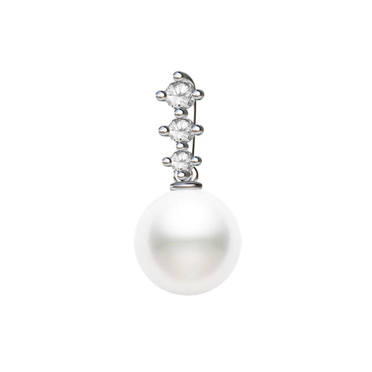 YMB-414311 Three Diamond Pearl 9.2mm Pendant