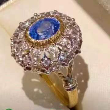 BQLT-RIN216541 bezel-set egg-shaped stone large flower head lace colorful gemstone ring