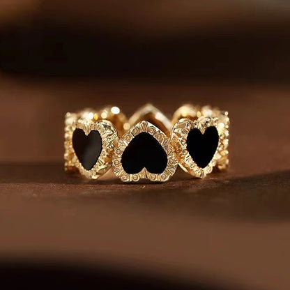 BQLT-RIN16489 light gold agate heart-shaped pattern ring