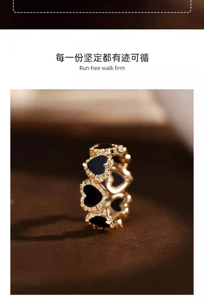 BQLT-RIN16489 light gold agate heart-shaped pattern ring