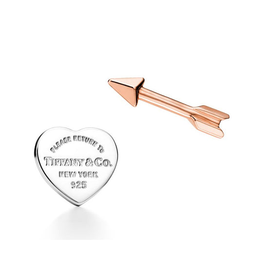 TIF-70878550 light gold heart-shaped color-separated arrow earrings