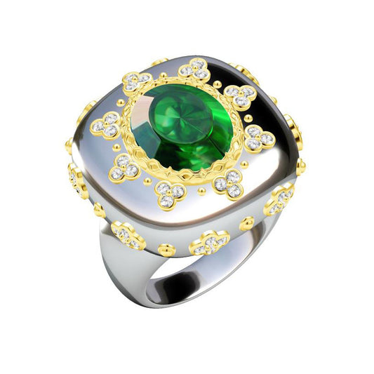 BQLT-RIN586687 large drum surface color ring 12.5# main stone 9.7x11.8x8mm